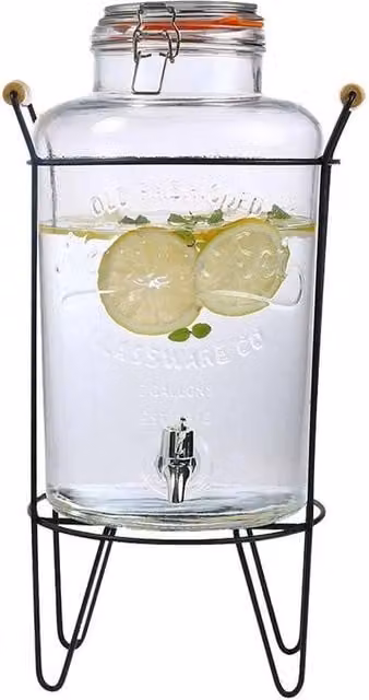 FORGEVIO 8L Black Glass Vintage Beverage Drinks Dispenser – 1
