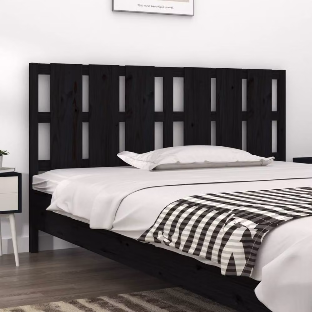 Berkfield Home Rustic Black Solid Pine Wood Bed Headboard W: 185.5 cm, D: 4 cm, H: 100 cm – 2