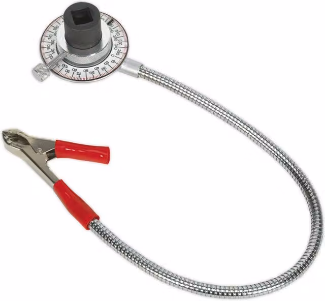 Loops Clip-On Angular Torque Gauge with 1/2 inch Square Drive and Long Reach Flexi Arm in Silver Steel