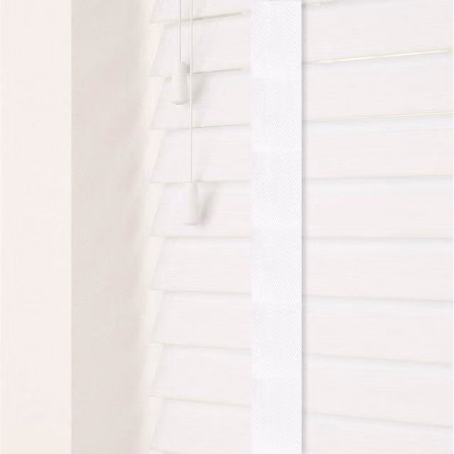 NewEdgeBlinds Faux Wood Venetian Blinds with Tapes in White, Width: 240 cm