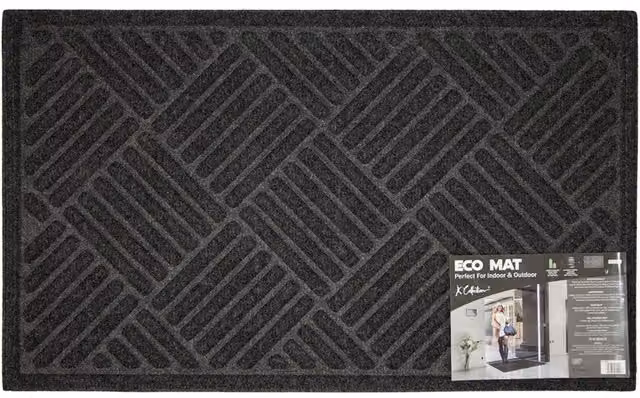 K Collection Eco Friendly Non-Slip Grey Rectangular Door Mat