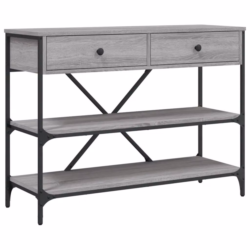 Berkfield Home Grey Sonoma Console Table with Drawers and Shelves – 2