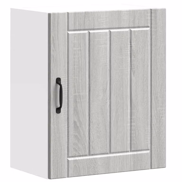 Berkfield Home Lucca Modern Kitchen Wall Cabinet in Grey with Glass Doors