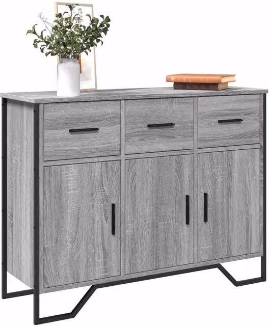 Berkfield Home Modern Grey Sideboard in Engineered Wood, W: 97 cm, D: 32.5 cm, H: 74.5 cm – 1
