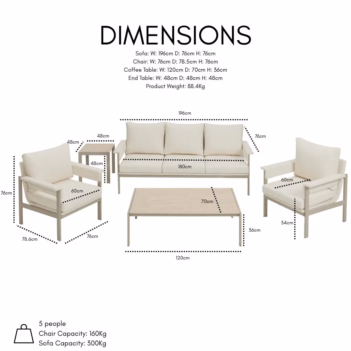Home Detail Valetta Aluminium Conversation Set in Grey and White – 2