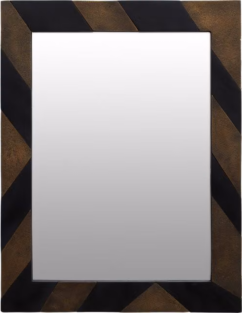 Fifty Five South Modern Rectangular Striped Wall Mirror in Black and Gold – 1