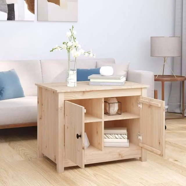 Berkfield Home Beautiful Coffee Table in Natural Solid Pine, W: 71 cm, D: 49 cm, H: 55 cm – 1