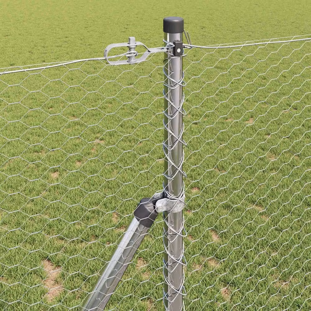 Berkfield Home Silver Galvanised Steel Hexagon Fence, H: 140 cm x W: 25 m – 2