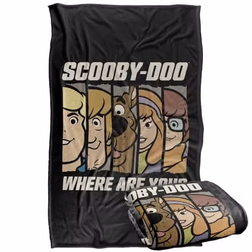 Warner Bros. Scooby Doo Where Are You Faces Super Soft Silky Touch Fleece Throw Blanket, Multicolour, W: 91.44 cm x L: 147 cm – 1