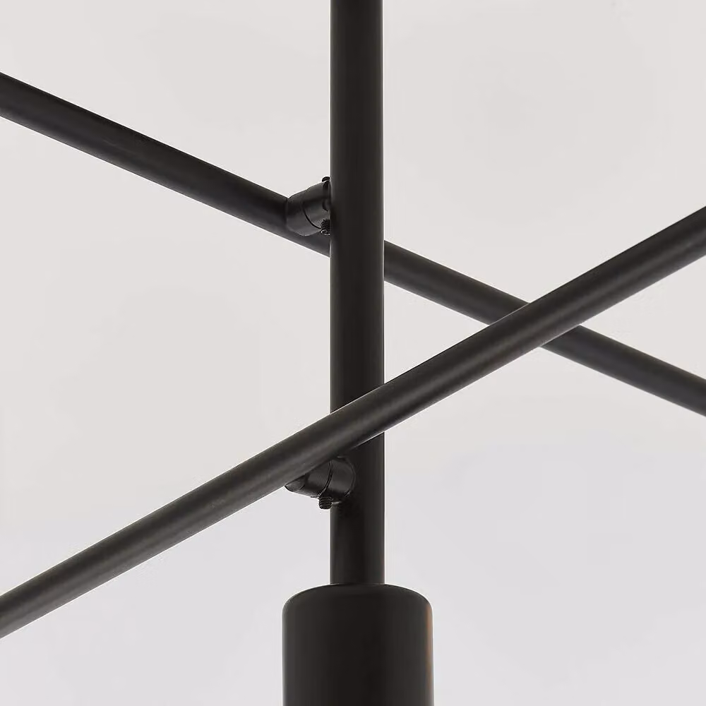 Loops Industrial Semi Flush Ceiling Lamp in Matt Black with 5x Transparent Glass Shades – 3