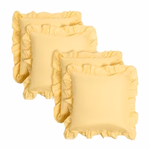 OHS Set of 4 Soft Frill Edge Throw Pillow Covers, Yellow, W/D/H: 45 x 45 x 45 cm – 1