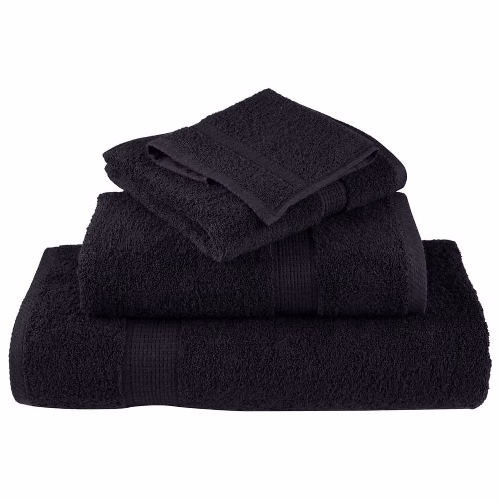 Berkfield Home SOLUND 12 Piece Premium Black Cotton Terry Towel Set, 600 gsm – 4