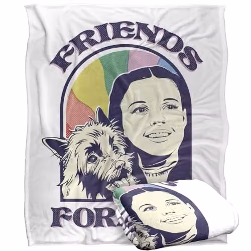 Warner Bros. The Wizard of Oz Friends Forever Super Soft Silky Touch Fleece Throw Blanket, Multicolour, W: 127.0 cm, H: 152.4 cm