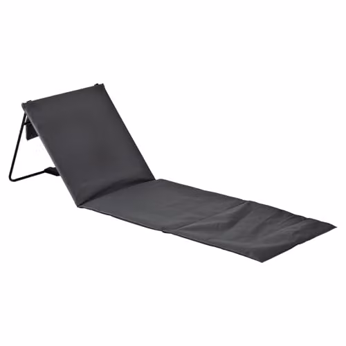 Harbour Housewares Folding Beach Sun Lounger in Grey with Adjustable Headrest and Canvas Fabric