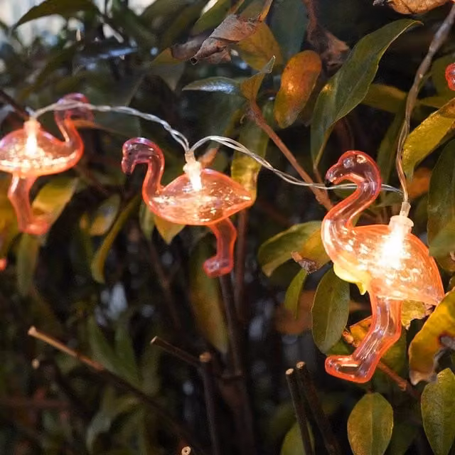 Voltico 10 Solar LED Flamingo String Lights in Dark Pink – 1