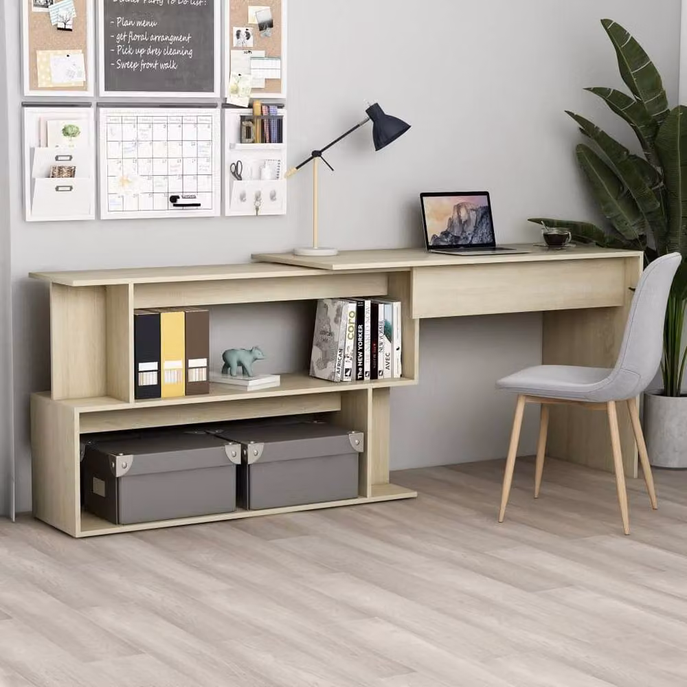 Berkfield Home Modern Corner Desk in Sonoma Oak, W/D/H: 200 x 50 x 76 cm – 2
