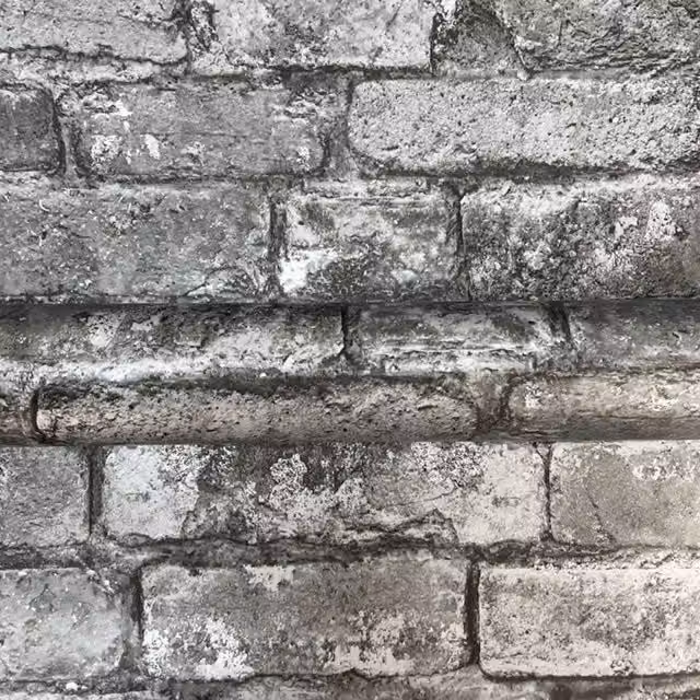 Fine Décor Rustic Brick Effect Wallpaper in Charcoal Grey and Anthracite