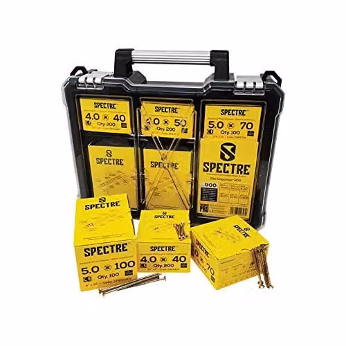 Forgefix Galvanised Steel Wood Screws Organiser Case, Yellow and Transparent