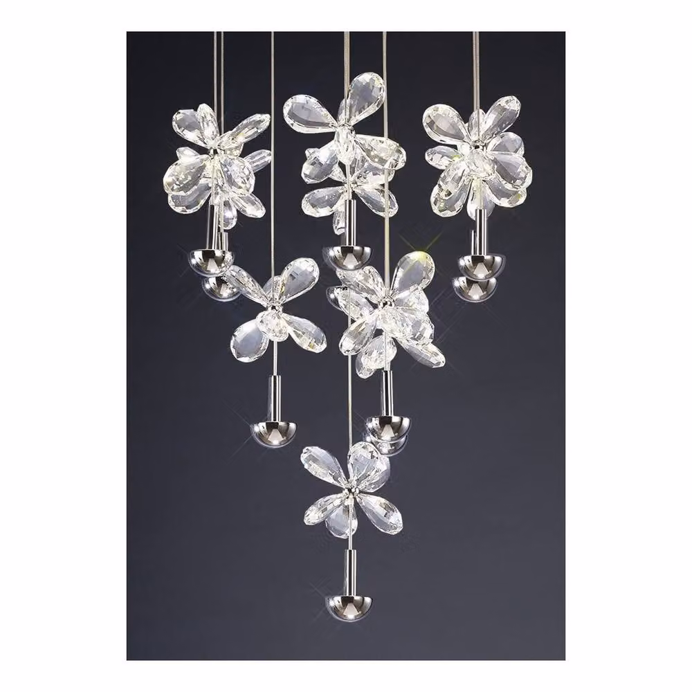 Netlighting Aviva Round 10 Light LED Ceiling Cluster Pendant in Chrome and Grey Crystal – 4