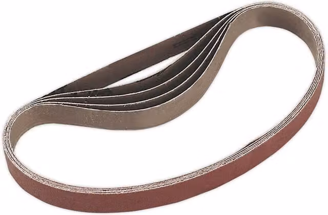 Loops 5 Pack 100 Grit Aluminium Oxide Slim Detail Sanding Belts, 20mm x 520mm, Brown/Multicolour – 1