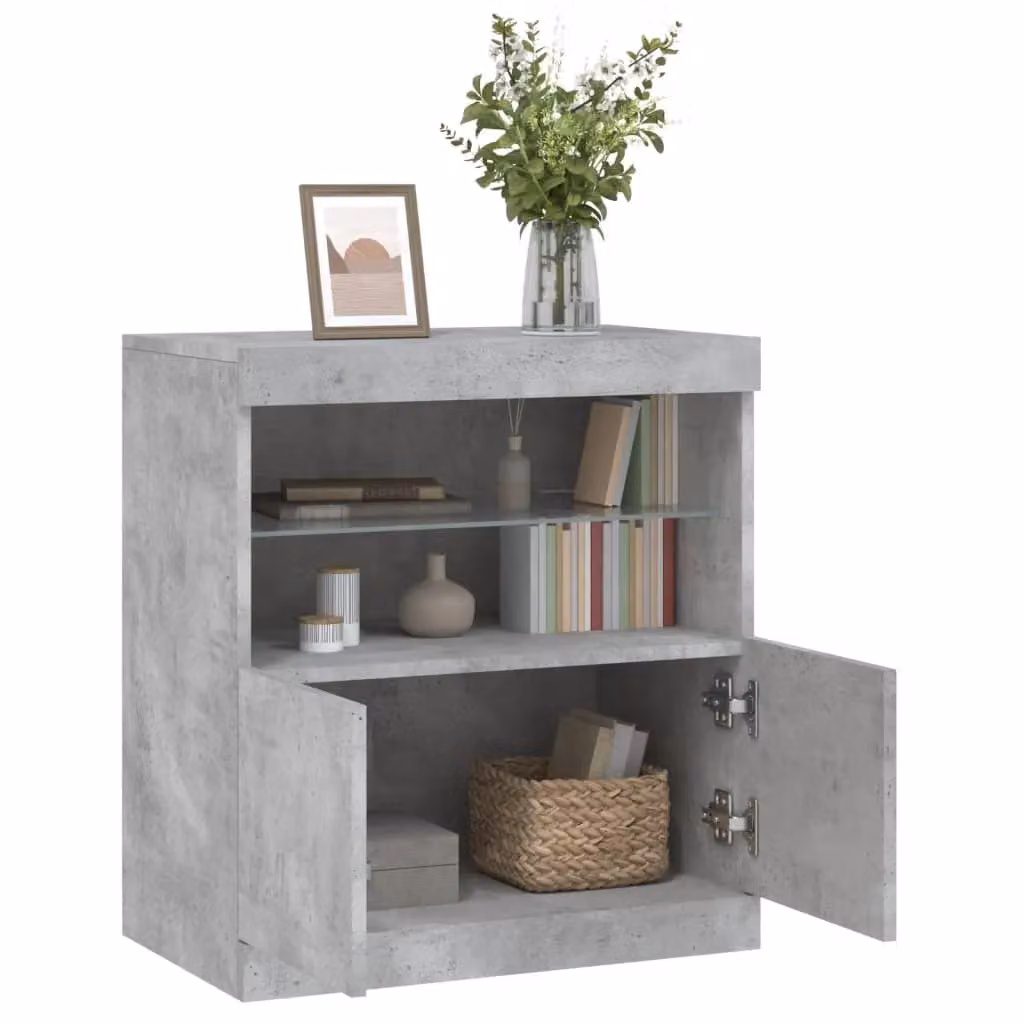 Berkfield Home Modern Sideboard with Integrated LED Lights in Grey, W/D/H: 60 x 37 x 67 cm – 4