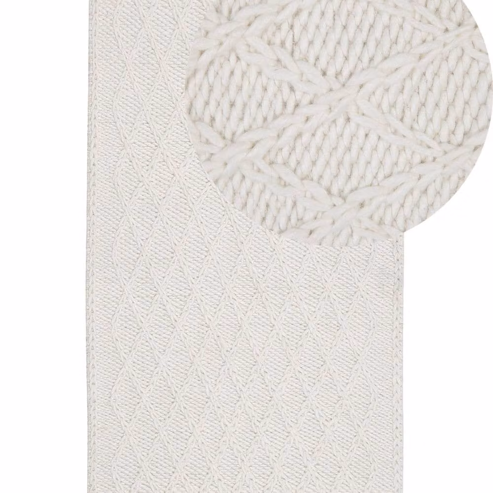 Wyld and Coco White Wool and Viscose Hand-Woven Area Rug, W: 80 cm, L: 150 cm
