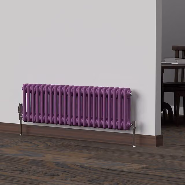 Lux Heat Horizontal 2-Column Steel Radiator in Purple, H: 30 cm x W: 101 cm