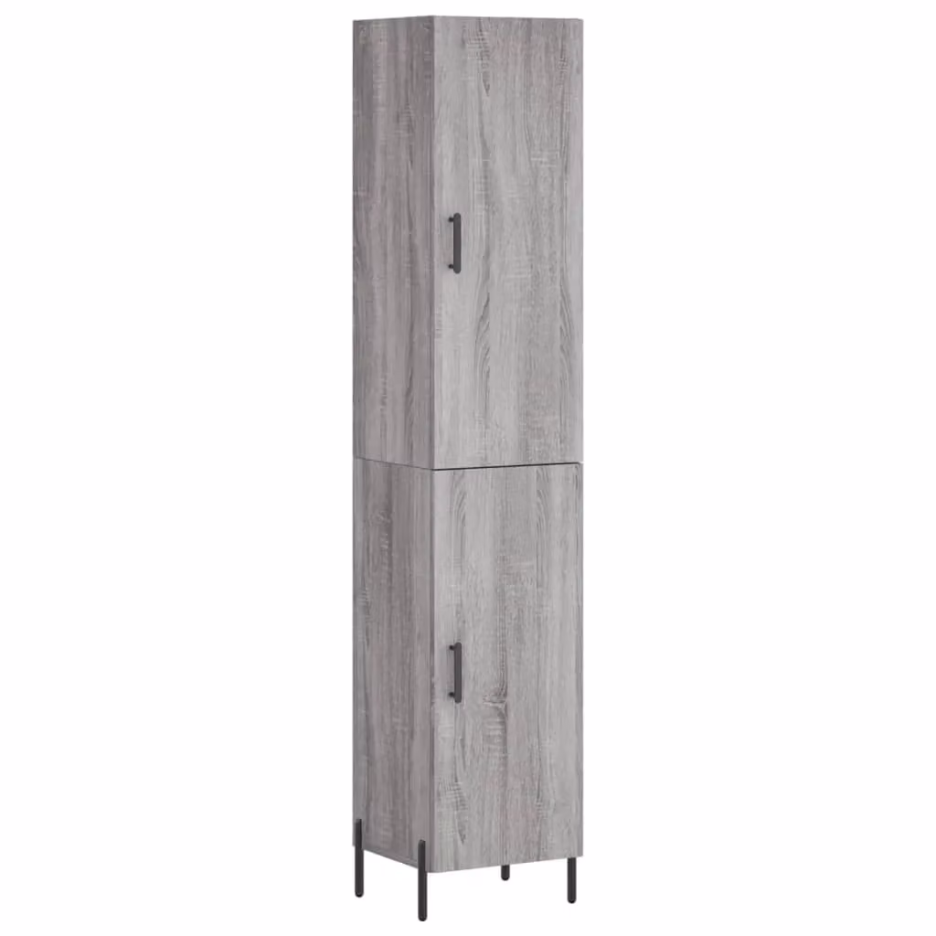 Berkfield Home Grey Sonoma Modern Wall Mounted Highboard with Hinged Doors, W/D/H: 34.5 x 34 x 180 cm – 2