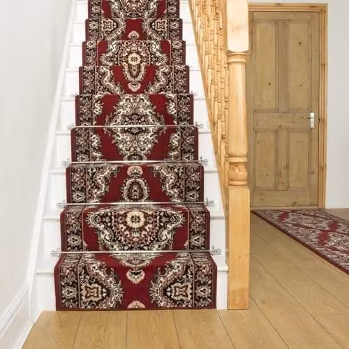 runrug Soft and Comfortable Stair Runner in Red, W: 60 cm, L: 690 cm – 1