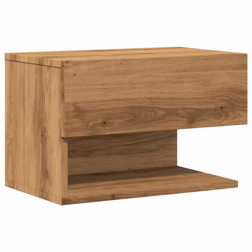 Berkfield Home Artisan Oak Wall-mounted Bedside Cabinet in Brown – 2