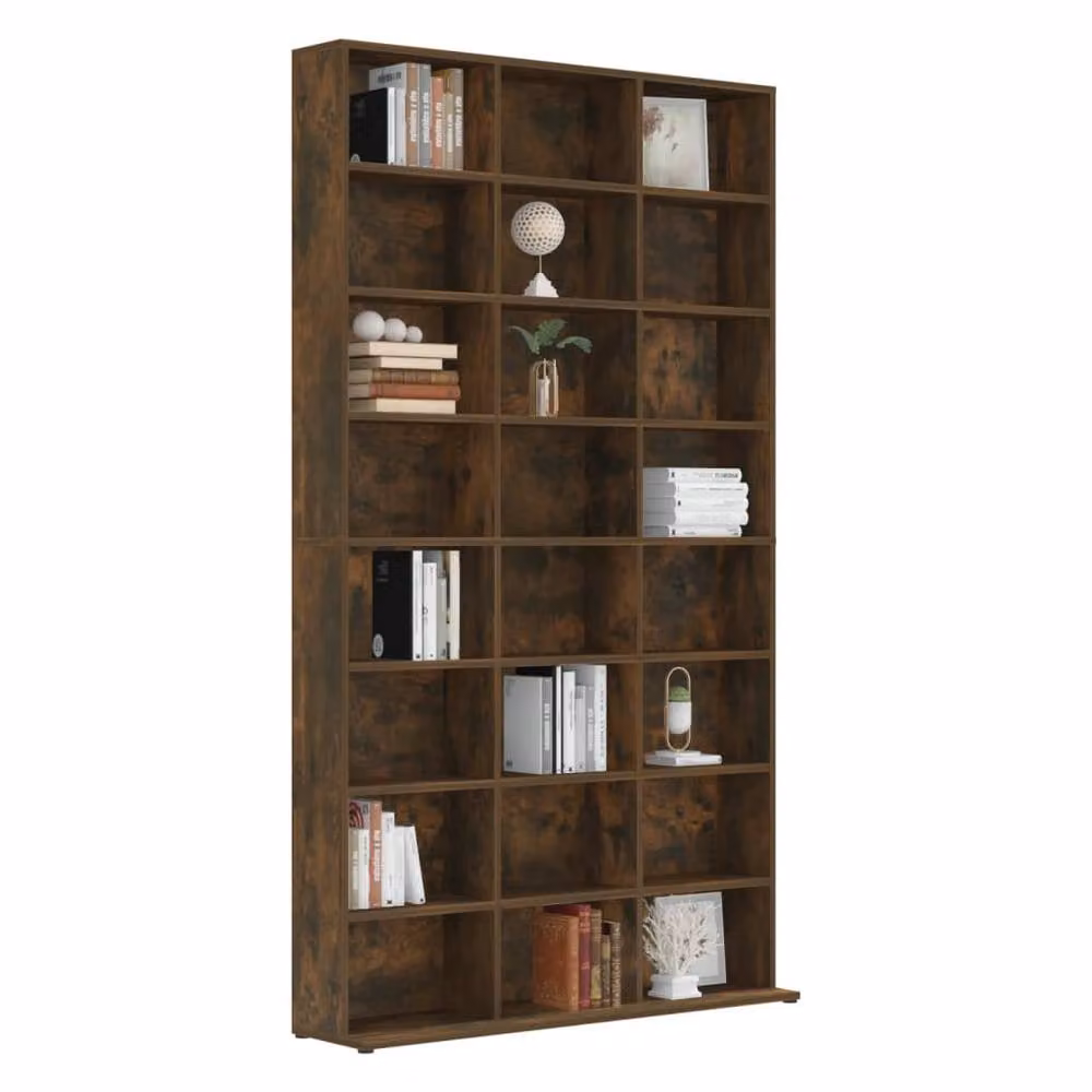Berkfield Home Smoked Oak CD Cabinet, Brown, W: 102 cm, D: 23 cm, H: 177.5 cm – 4