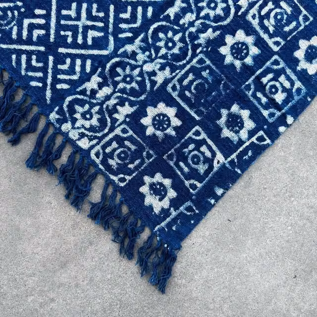 KDMK Blue Striped Handmade Indigo Throw
