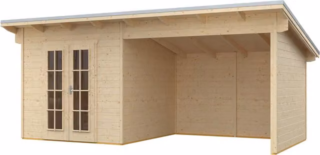 Rowlinson Oasis Garden Log Cabin in Natural Wood with Pent Roof
