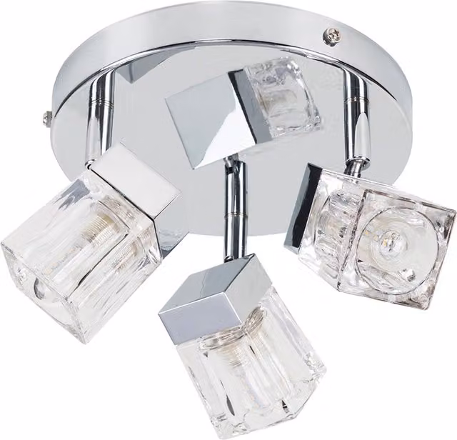 Ritz Ice Cube IP44 Rated 3 Way Bathroom Ceiling Spotlight with LED Bulbs in Silver