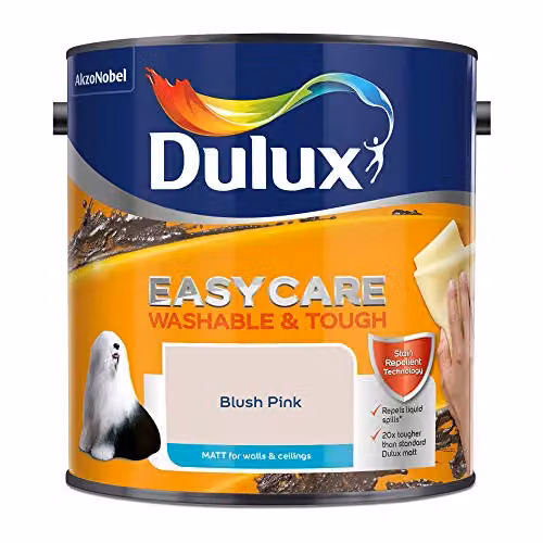 Dulux Easycare Washable and Tough Matt Emulsion Paint for Walls and Ceilings, Pink, 2.5 l – 2