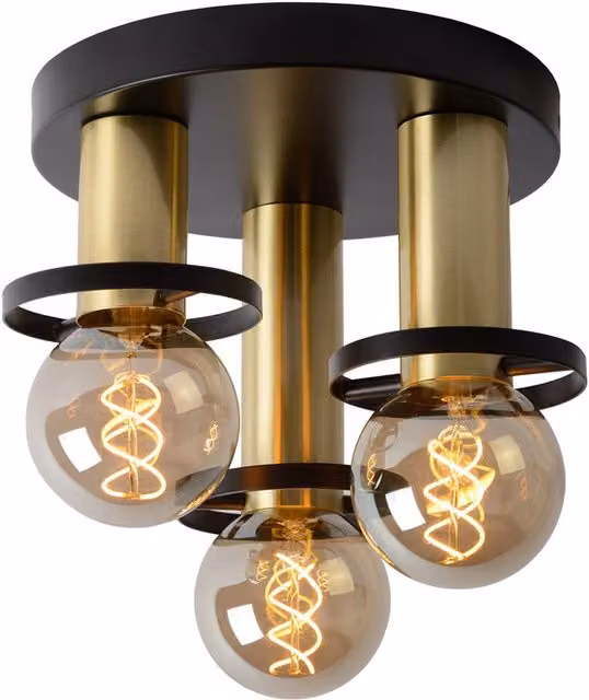 Lucide Anaka Modern LED Ring Flush Ceiling Light in Black with Transparent Glass