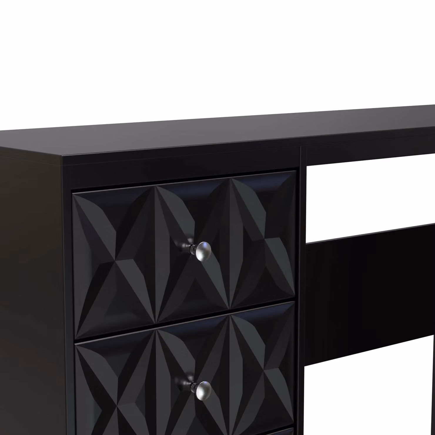 Ready Assembled 2 U Memphis 3 Drawer Desk in True Black – 3