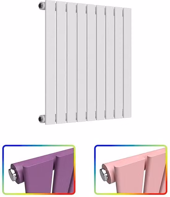 Lux Heat Flat Horizontal Wall Mounted Steel Radiator in White