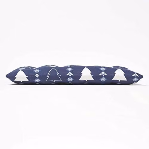 Homescapes Set of 4 Blue and White Christmas Tree Pattern Cotton Seat Pads with Ties, W/D/H: 40 x 40 x 40 cm – 5