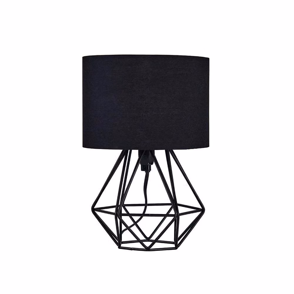 ValueLights Mini Angus Black Metal and Fabric Table Lamp – 2