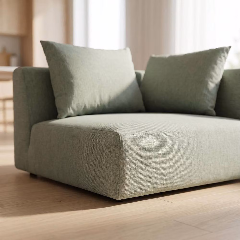 Abakus Direct Tokyo Right Corner Seat in Light Green Basket Weave Fabric with Deep Seat – 2