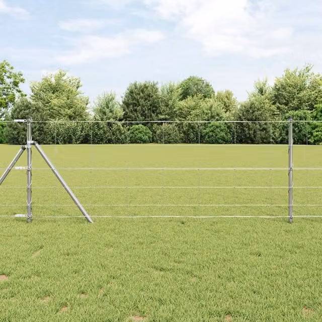 Berkfield Home Field Fence Galvanised Steel in Silver, H: 0.8 m x W: 50 m