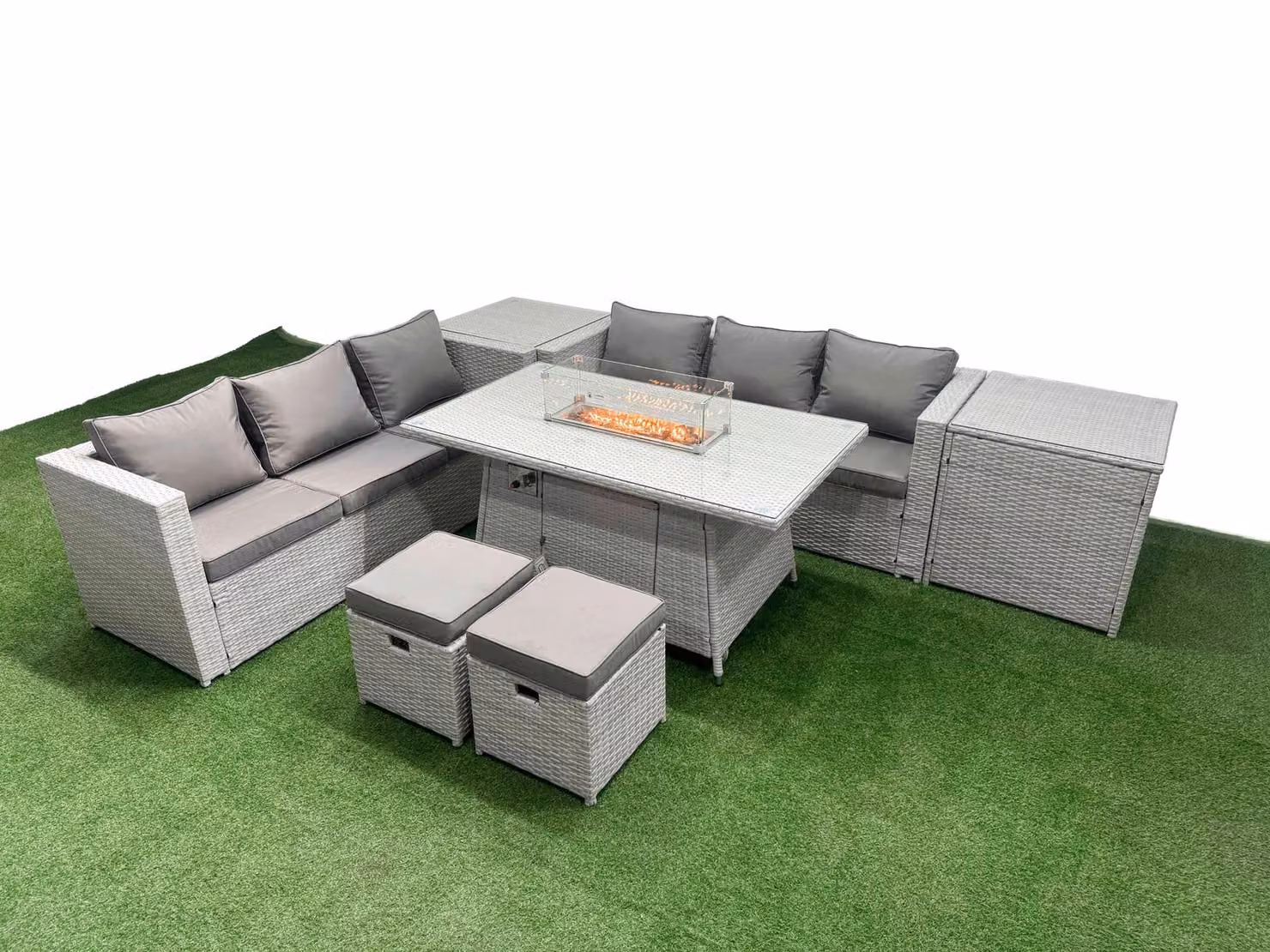 Fimous PE Rattan Lounge Sofa Set in Light Grey for your Garden – 2