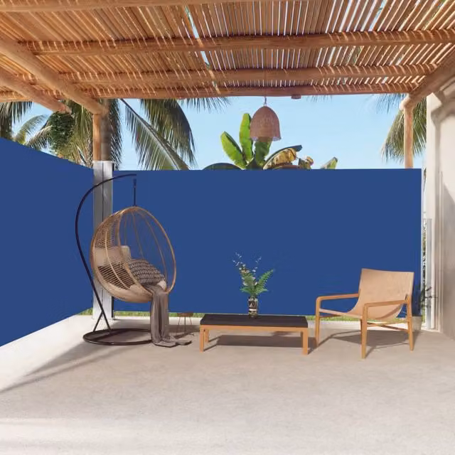 Berkfield Home Blue Retractable Roller Side Awning, W/H: 600 x 180 cm