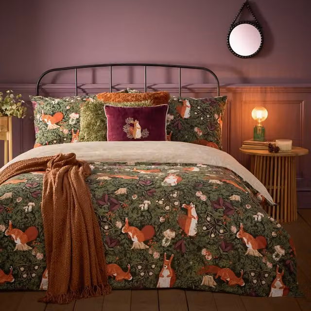 Make it a Home Reversible Animal Graphic Duvet Cover Set in Multicolour Green and Purple