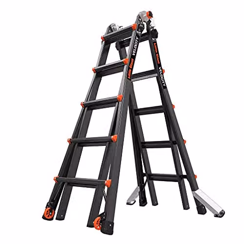 Little Giant Velocity PRO 1304-018 Multi-purpose Rollable Ladder with 5 Treads in Black