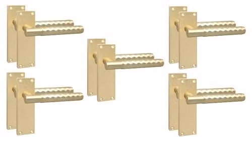 Golden Grace Victorian Knurled T-Bar Door Handles in Satin Brass, 5 Pairs