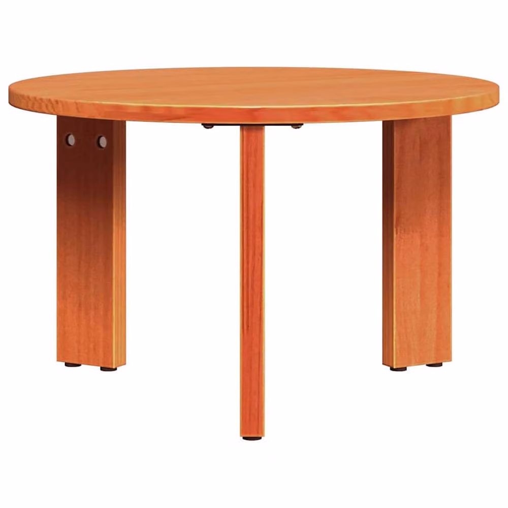 Berkfield Home 2-Piece Round Waxed Pine Coffee Table Set in Brown, W/D/H: 47.5 x 47.5 x 27 cm – 3