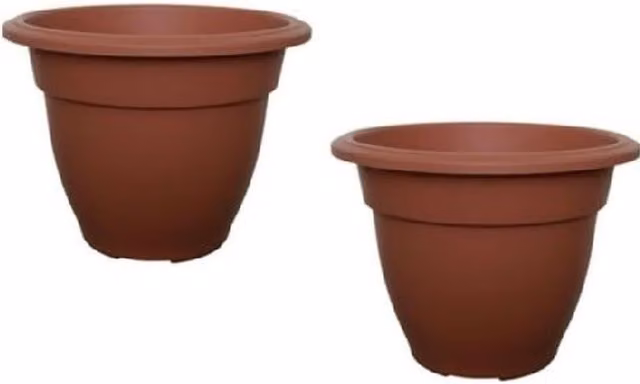 Whitefurze Round Bell Plastic Plant Pot and Planter, Brown, Diameter: 45 cm