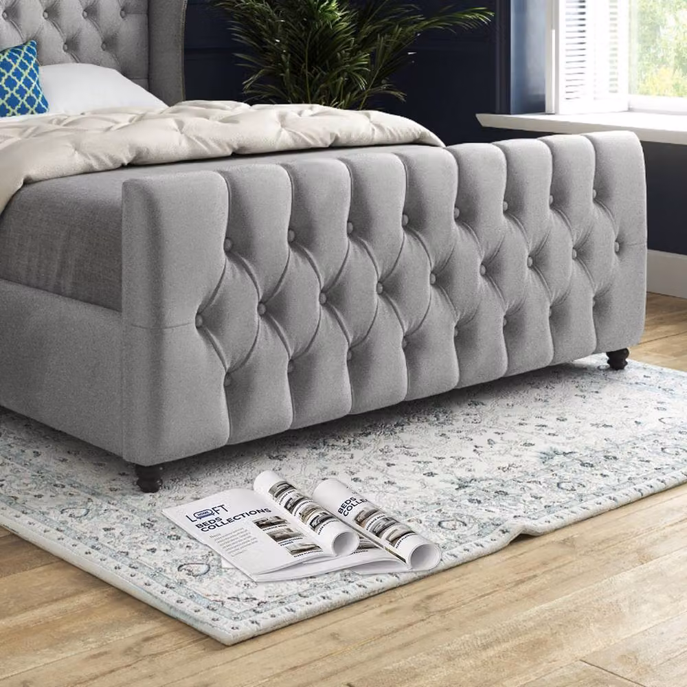 KDMD Kettering Grey Soft Velvet Upholstered Designer Bed Frame, Size: Single (90 x 190 cm) – 5